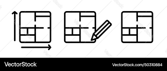 House Plan Icon Set Floor Design