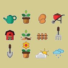 Rain Garden Vector Art Icons And