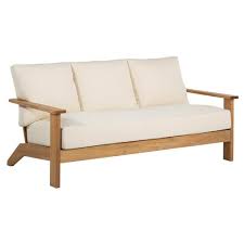 White Cushion Natural Teak Outdoor Sofa