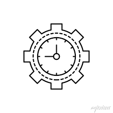 Clock Gear Icon Simple Line Outline