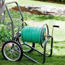 Liberty Garden 2 Wheel Water Hose Reel Cart With Basket Bronze