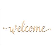 Welcome Script Word Wood Sign Wooden