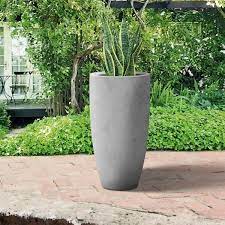 Plantara 24 H Tall Raw Concrete Planter Large Outdoor Plant Pot Modern Tapered Flower Pot For Garden Grey