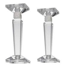 Crystal Candle Holders Clear Set Of Two