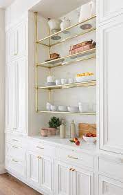 Brass And Glass Kitchen Shelves Design