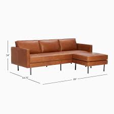 Axel 89 Reversible Sectional Weston Leather Molasses Metal West Elm