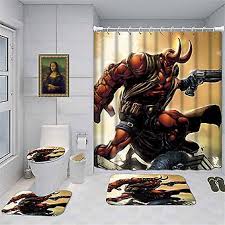 Super Hero 4 Piece Funny Shower Curtain