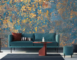 Mural Cobalt Rust Wallpaper