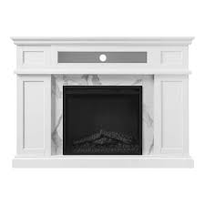 Pinesbridge 53 In Deluxe Decorative Electric Fireplace Storage Mantel In White