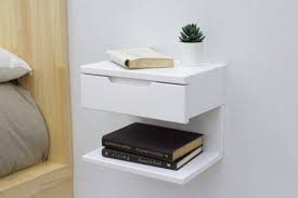 White Floating Nightstand Wall Mounted