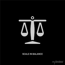 White Scale In Balance Vector Icon On