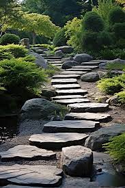 A Path Of Stepping Stones Leads In A