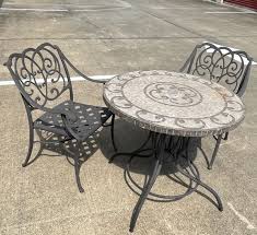 Mosaic Metal Table And Two Chairs