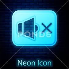 Glowing Neon Speaker Mute Icon Isolated