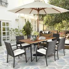 Patio Rattan Cushioned Dining Set