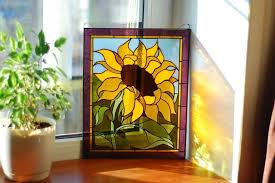 Stained Glass Panel Yellow Sunflower