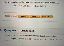 Solved Find An Equation For The Conic