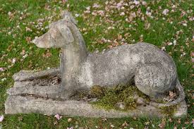 Pair Of Antique Cast Stone Hounds Dga