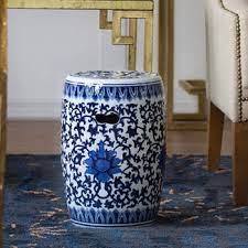 Garden Stool Delft Chinoise Ceramic 11w 16h