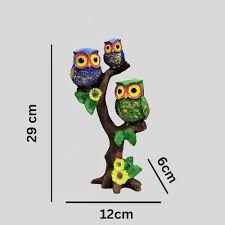 Owl Statue Polyresin Multicolor Three