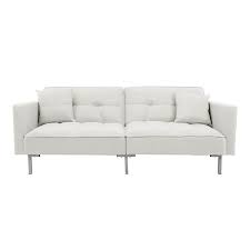 Beige Linen Futon Sofa Convertible