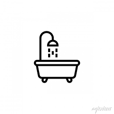 Bath Tub Vector Icon In Linear Outline
