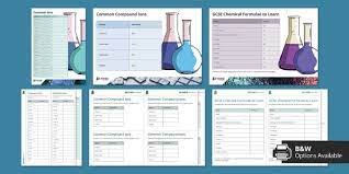 Gcse Chemistry Formulae And Common Ions