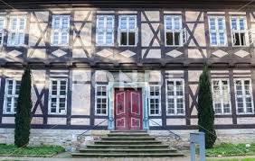 Red Door On A Historic Half Timbered