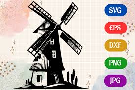 Windmill Black And White Logo Vector