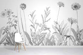 Botanical Greyscale Wallpaper Mural