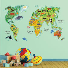 Home Decor Line Kids World Map Wall Decals
