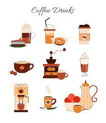 Vector Coffee Drink And Equipment Set