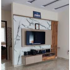 Pvc Laminated Wall Wooden Tv Unit For