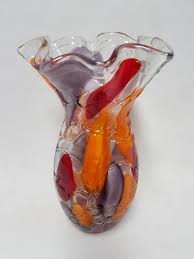 Retro Vase Multi Coloured Glass 30cm