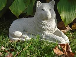 Concrete Statue Husky Malamute Pet