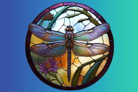 6 Stained Glass Dragonfly Round Windows