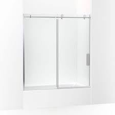 Cursiva Sliding Bath Door 62 H X 56 1 8 59 7 8 W With 5 16 Thick Crystal Clear Glass