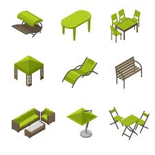 Icon Set Garden Furniture Isometric