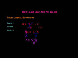 Solve Literal Equations Algebra