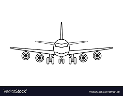 White Airplane Front View Vector Image