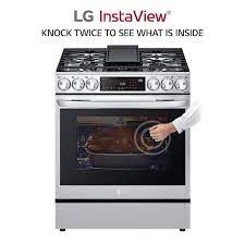Lg 6 3 Cu Ft Smart Probake Convection Instaview Gas Slide In Range With Air Fry Stainless Steel