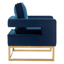 Convenience Concepts Take A Seat Carrie Accent Chair With Gold Frame Navy Blue Velvet Gold