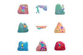 Rock Wall Climbing Icon Set Graphic By