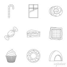 Sweet Food Icon Set Outline Style