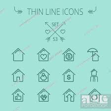 Real Estate Thin Line Icon Set For Web