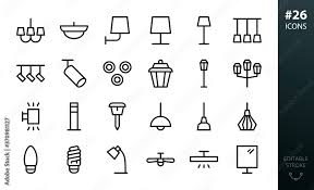 Lighting And Lamps Icons Set Set Of