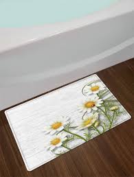 White Daisy Ladybug Shower Curtain