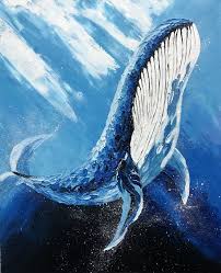 Above Bed Art Decor Blue Whale Painting