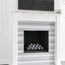 Gray Striped Marble Fireplace Tiles