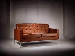 Tan Leather Sofa By Florence Knoll